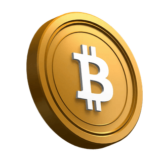 Nella sezione hero, moneta Bitcoin BTC inclinata come elemento visivo