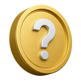 Moneta 3D d'oro con punto interrogativo decorativo nella pagina delle domande